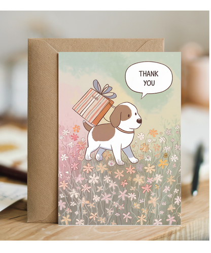 Thank You - Puppy with a Gift Bag