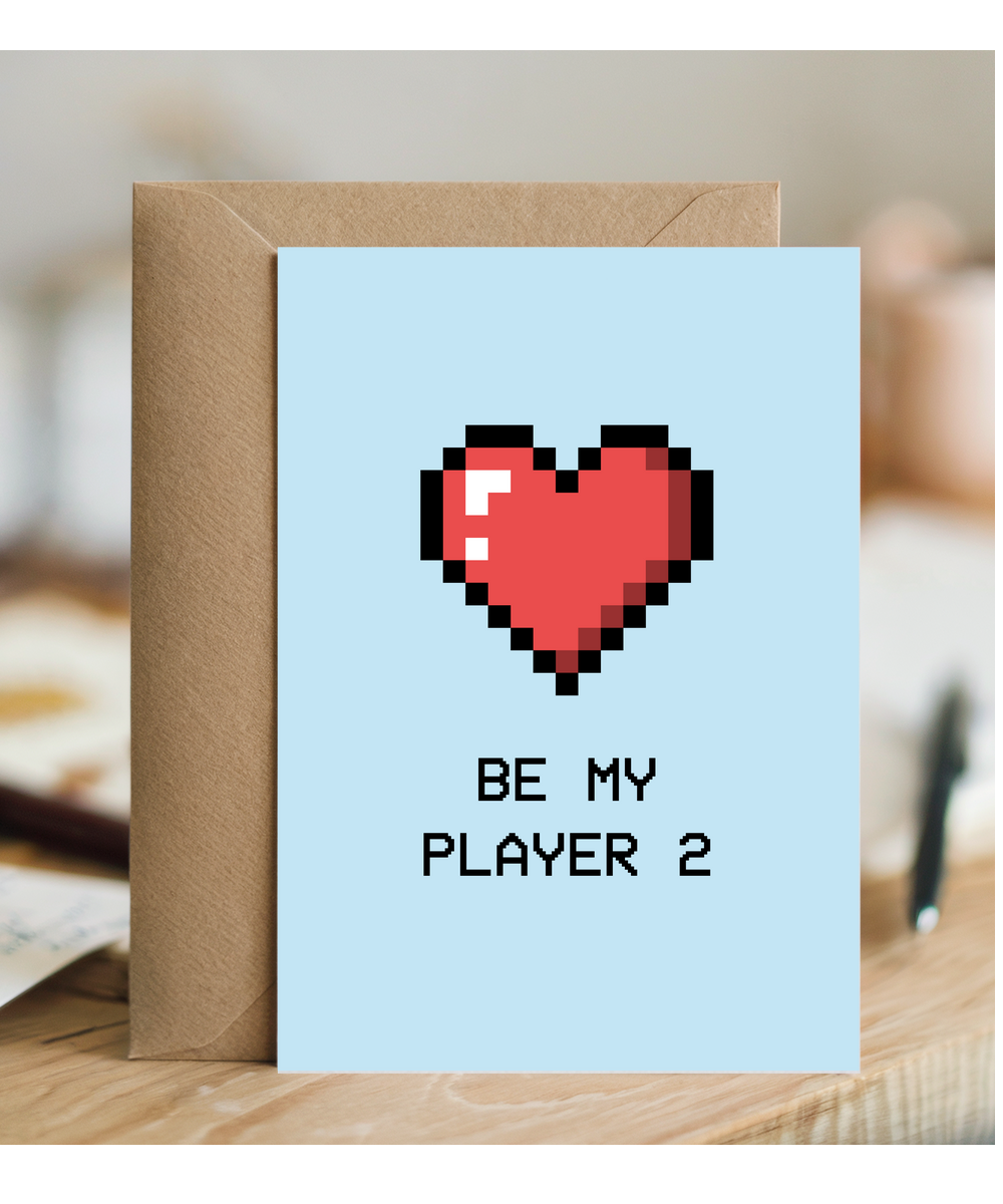 Valentines Card for Gamer Girlfriend Boyfriend Be My Player 2
