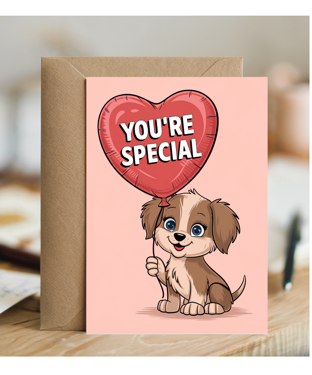 You're Special - Puppy with a Heart Balloon