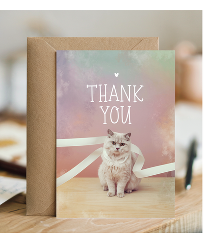 Thank You - Cat with a Ribbon