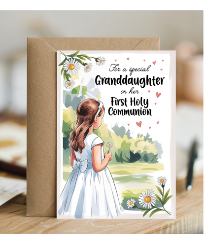 Childrens First Holy Communion Card for a Special Granddaughter