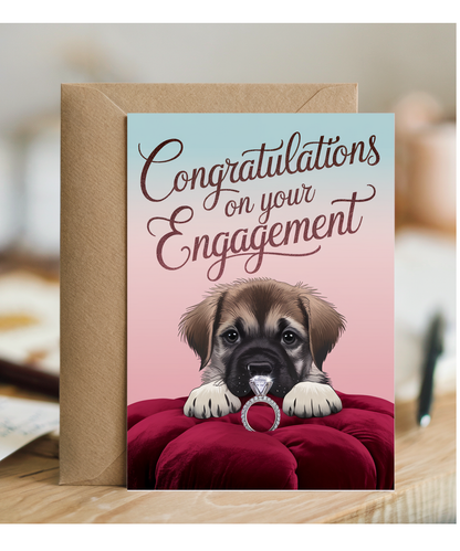 Congratulations on Your Engagement - Puppy with a Ring
