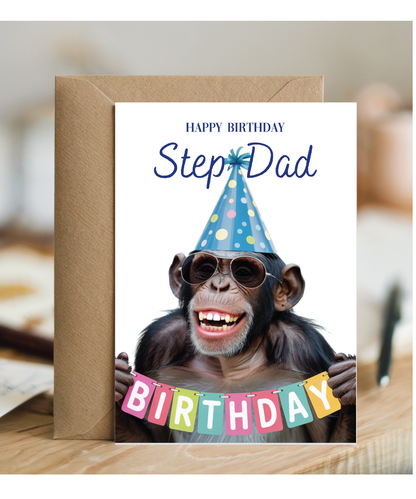 Chimpanzee happy birthday Stepdad