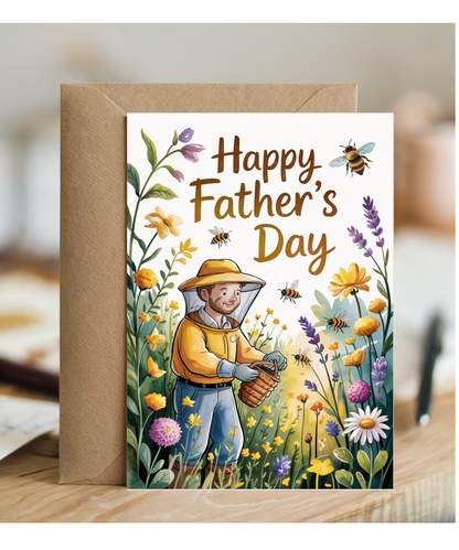 Happy Fathers Day Card for a Dad who Loves Bee Keeping and Nature