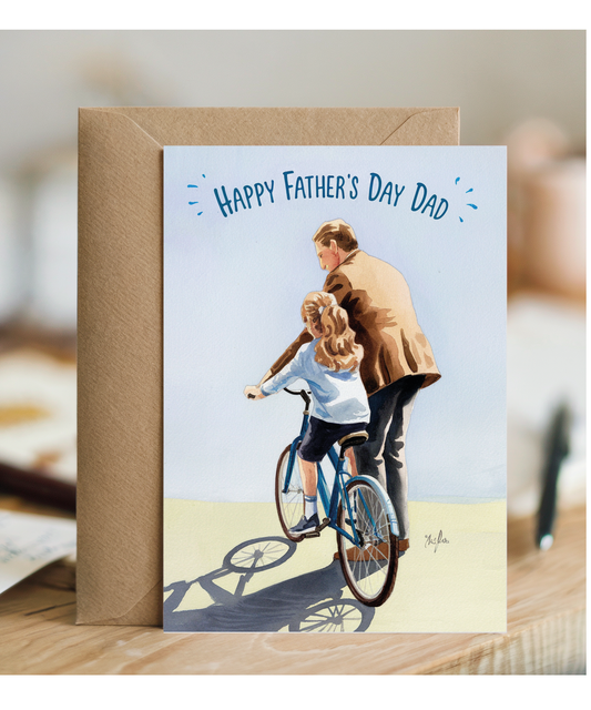 Happy Fathers Day Teaching Daughter to Cycle