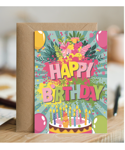 Happy Birthday with Colorful Paint Splashes