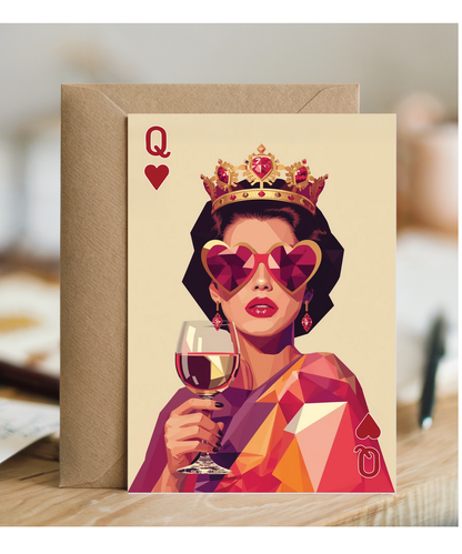 Birthday queen of hearts and wine