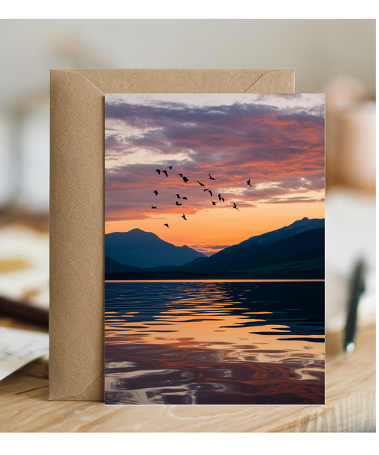 Sunset over a calm lake