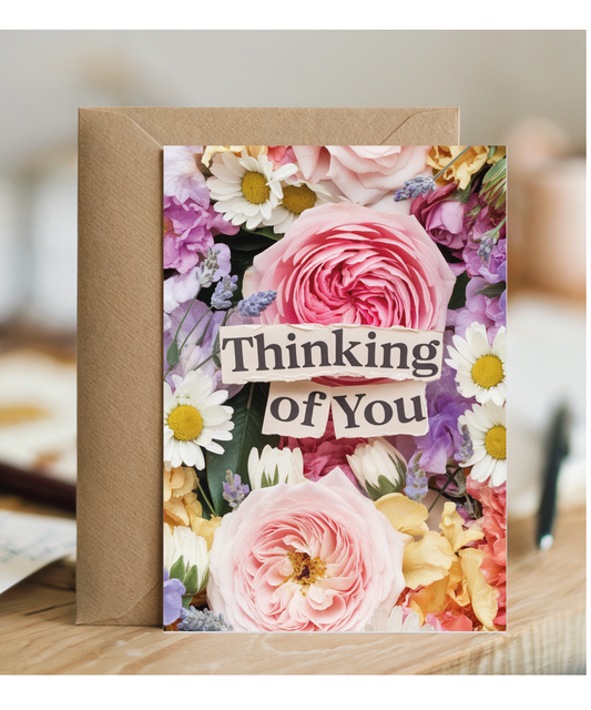 Thinking of You Card with Flower Bouquet for Wife Girlfriend Best Friend