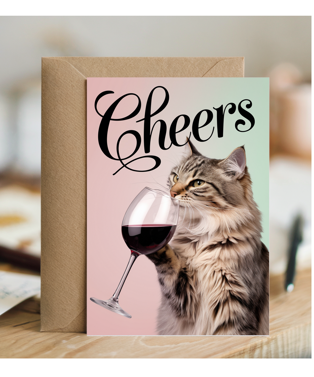 Cheers with Cat with a Glass of Wine