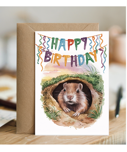Happy Birthday cute gopher watercolour