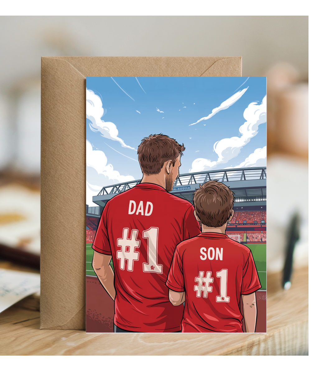 football red number one dad and son