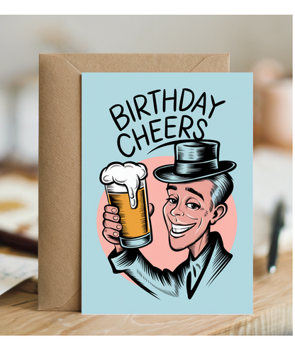 Birthday Cheers Card for him Larger funny