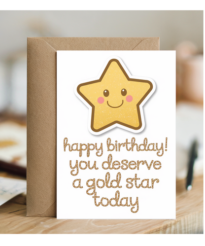Birthday Card for Teacher You Deserve a Gold Star Today