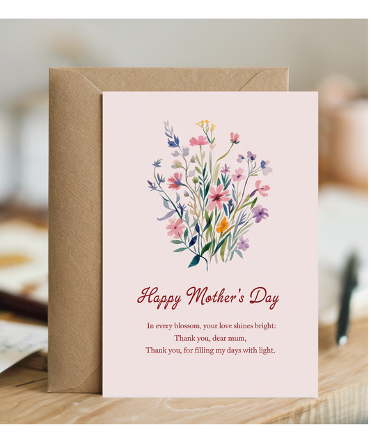 Mothers Day Card flowers from daughter son for mum