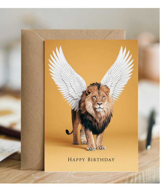 Birthday Card Lion With Wings