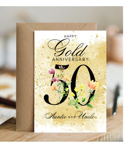A5 Gold anniversary Auntie and Uncle