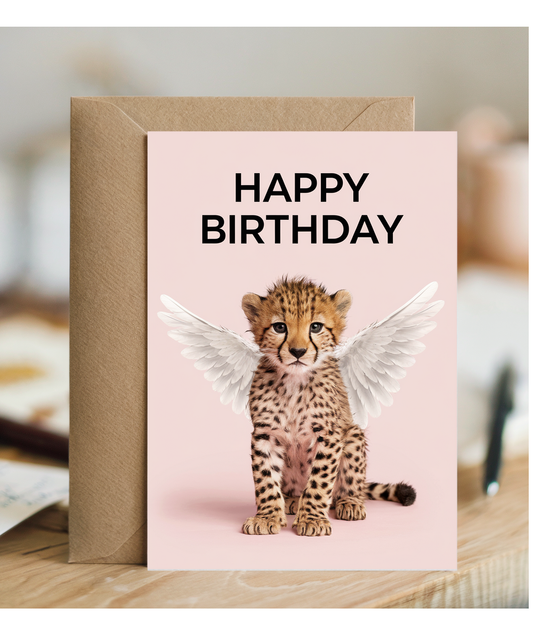 Birthday Card Cheetah With Wings