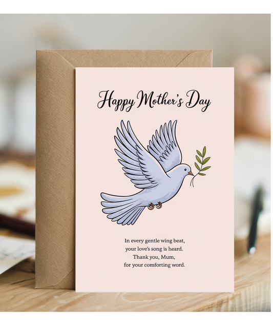 Mothers Day Card Thank you mum dove Traditional poem