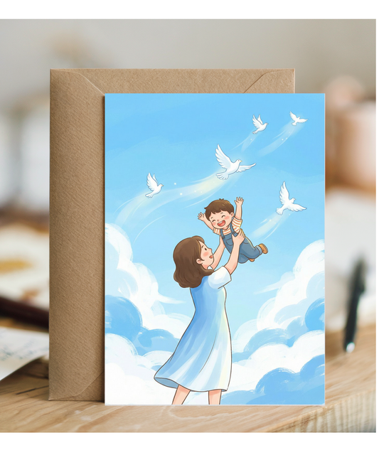 mum and child playful doves Happy Birthday Happy Mother's day