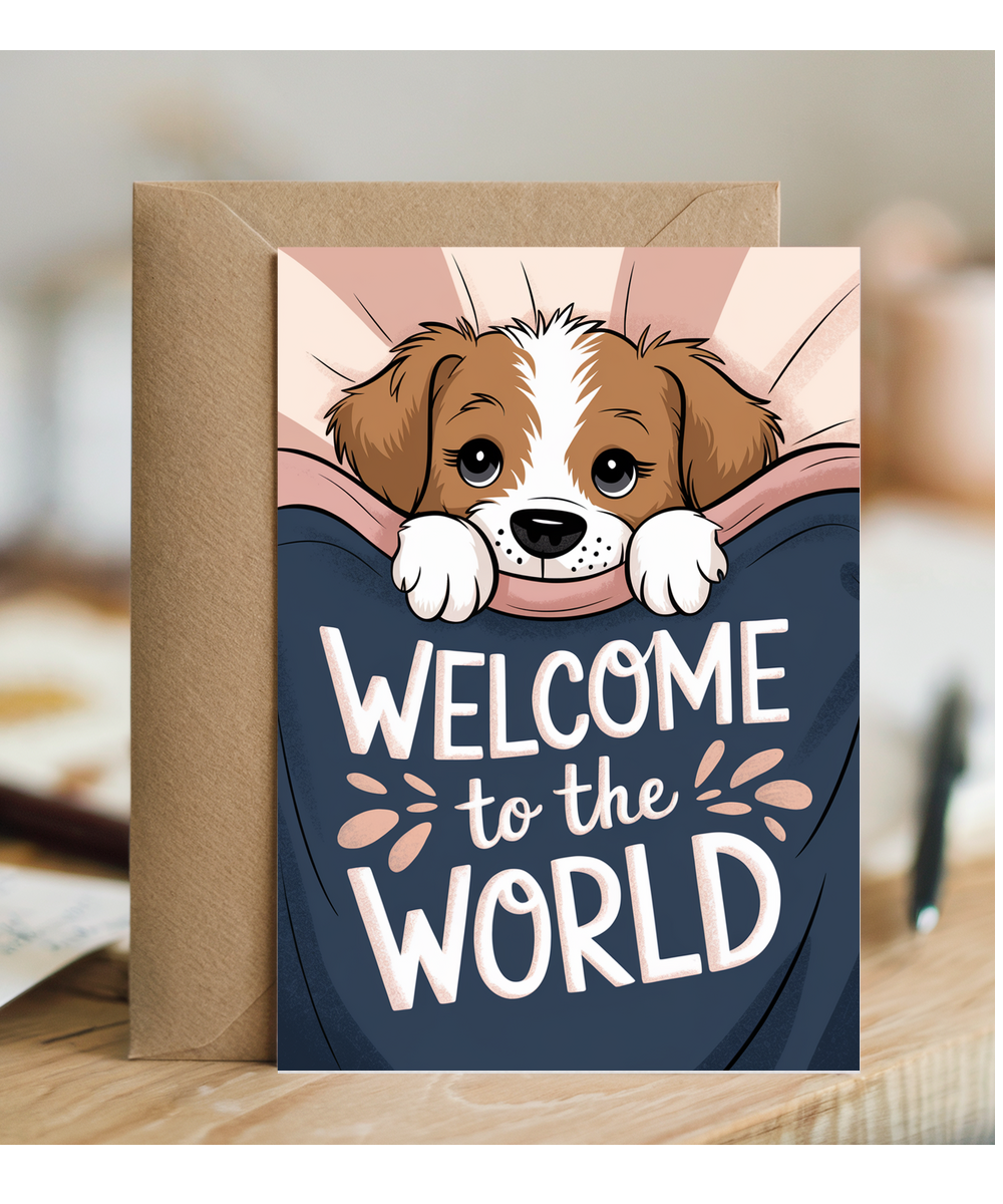 Welcome to the World - Puppy with Baby Blanket