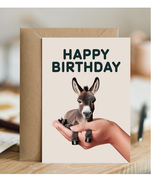Happy Birthday Card Mini Donkey cute funny