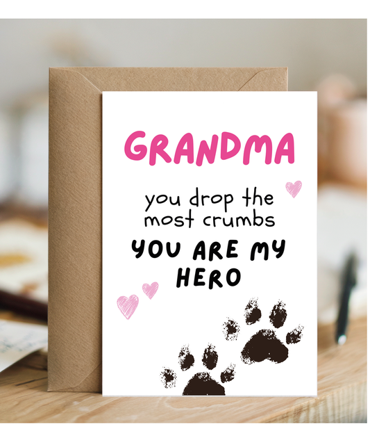 Funny Dog Grandma Birthday Card from the Dog You are My Hero