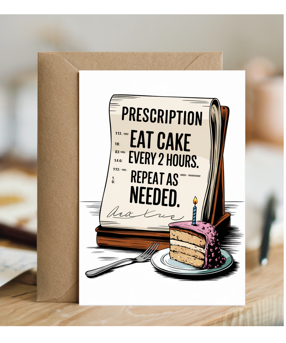 Nurse Birthday Card Your Prescription Today Cake and Lots of It