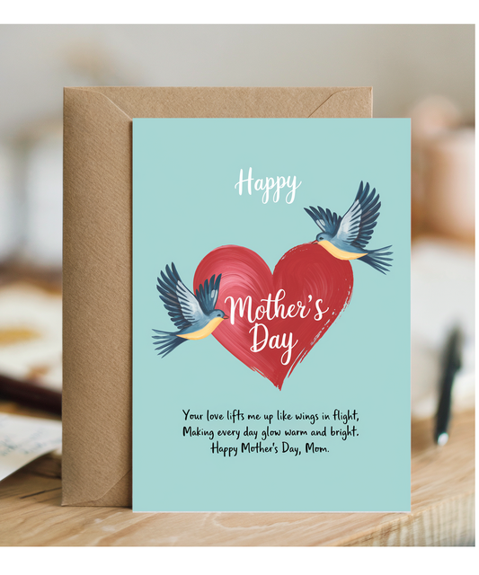 Happy Mother's Day Card Graceful Birds poem Traditional