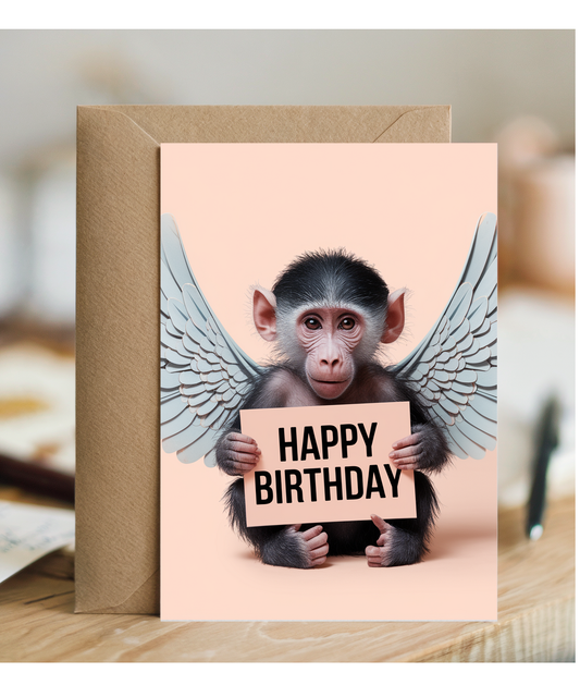 Birthday Card Chimp wings