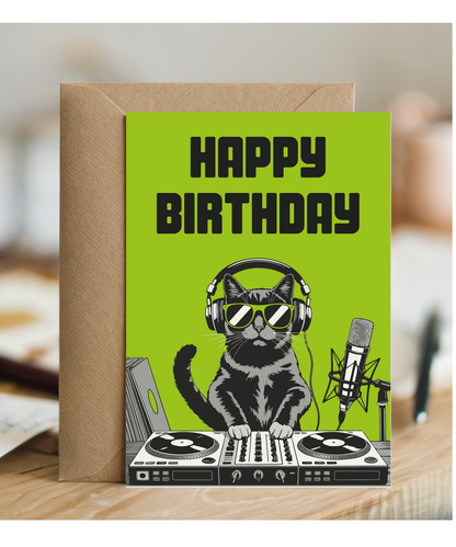 Happy Birthday Card for Him DJ Cat
