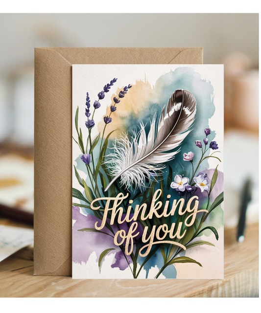 Sympathy Card for the Loss of Loved Ones Thinking of You with Feather Design