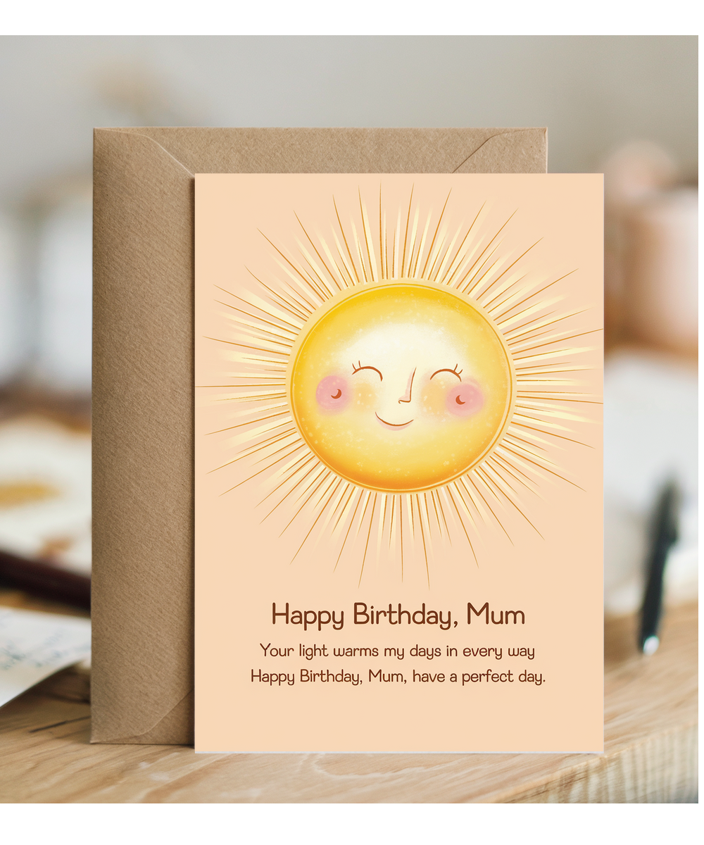 Birthday Card for Mum from son daughter Sun poem