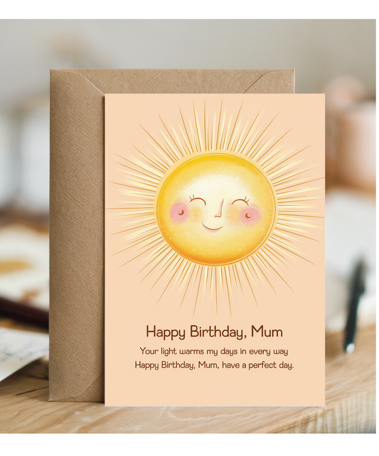 Birthday Card for Mum from son daughter Sun poem