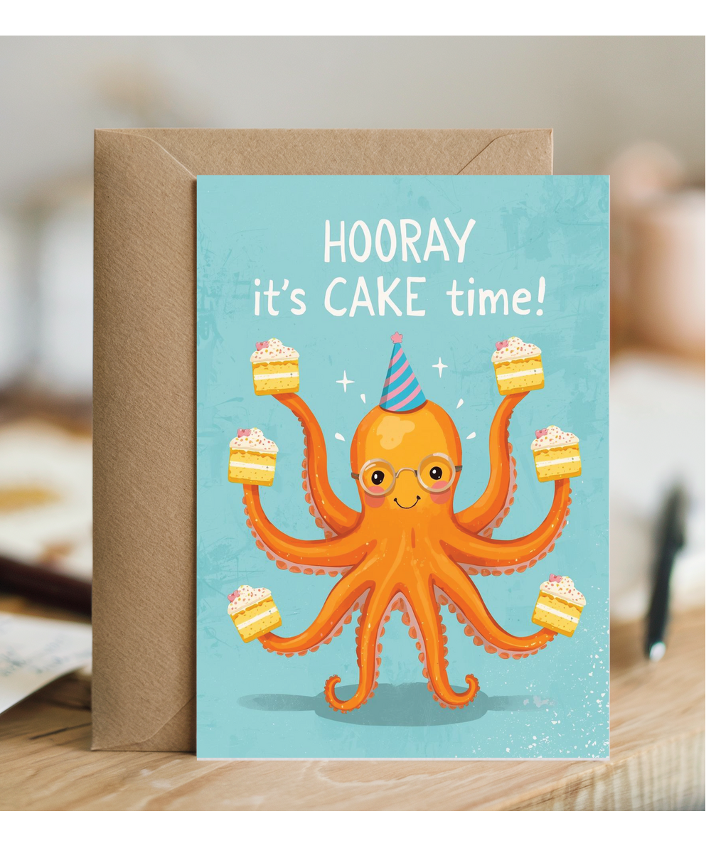 Birthday Hooray its cake time octopus