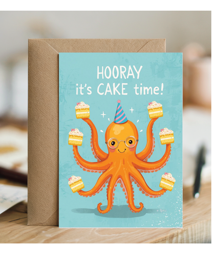 Birthday Hooray its cake time octopus