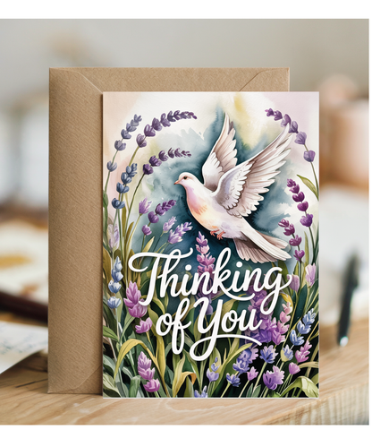 Sympathy Card Thinking of You Missing Loved Ones Dove and Lavender