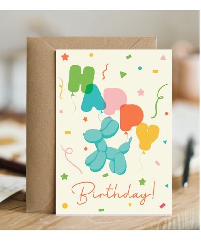 Happy Birthday card balloon dog