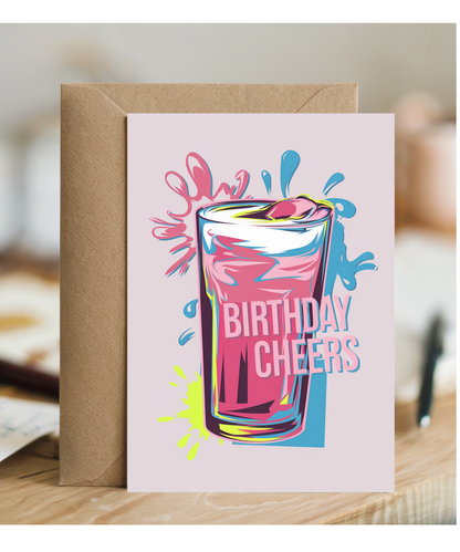 Birthday Cheers Card for woman man pint glass