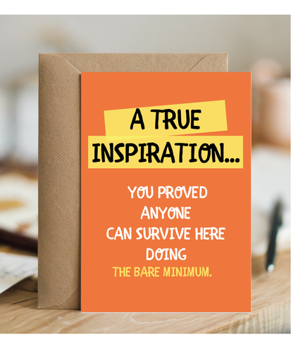 Funny Goodbye Card for Coworker A True Inspiration Doing the Bare Minimum