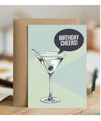 Birthday Cheers card martini glass for her him