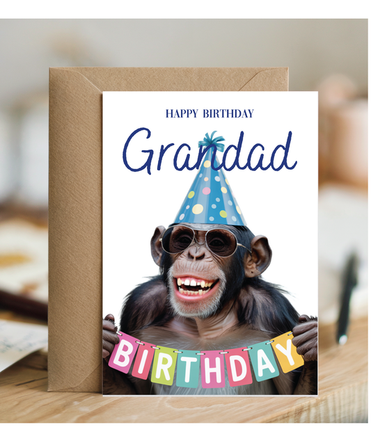 Chimpanzee happy birthday Grandad