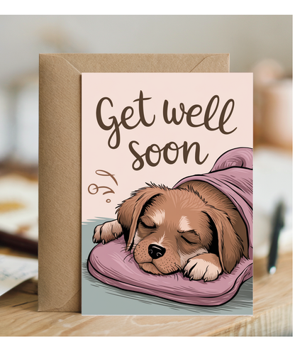 Get Well Soon - Puppy with a Hot Water Bottle