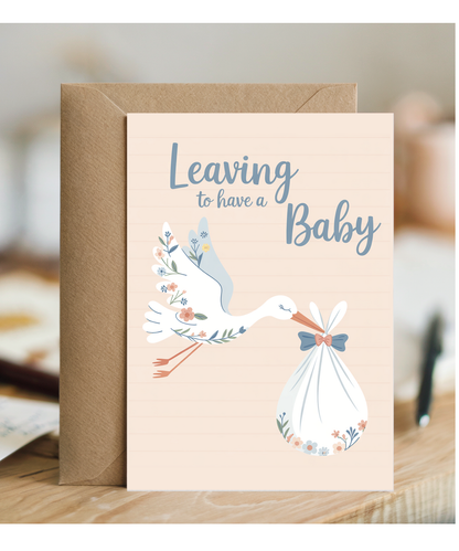 leaving to have a baby stork
