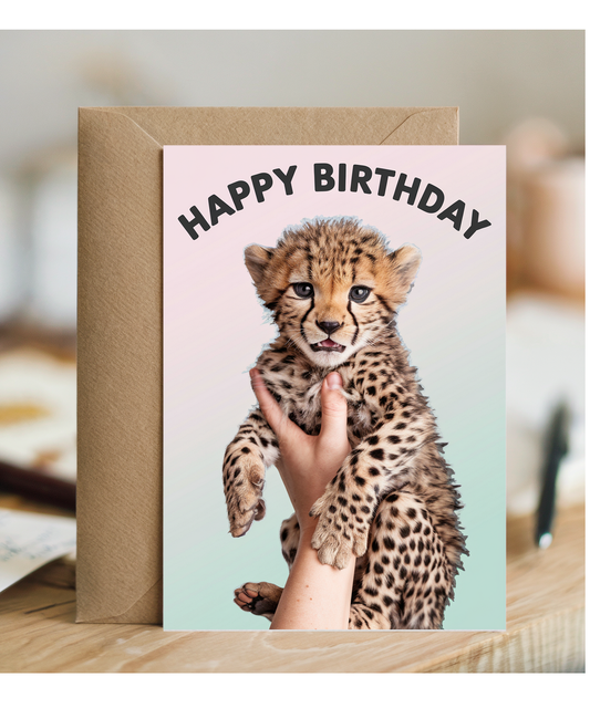 Birthday card Miniture cheetah cute funny