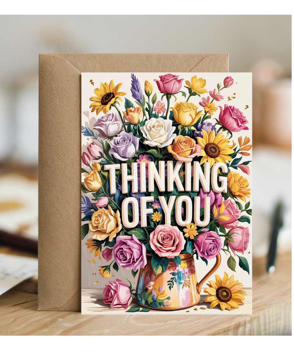 Thinking of You Card with Artistic Bouquet for Loved Ones
