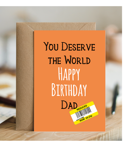 Funny Birthday Card for Dad Reduced Price Joke