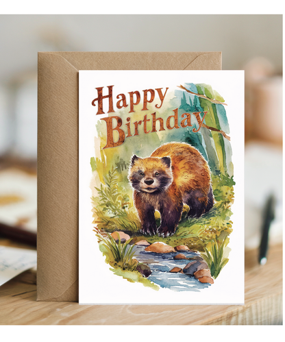 Happy Birthday cute wolverine watercolour