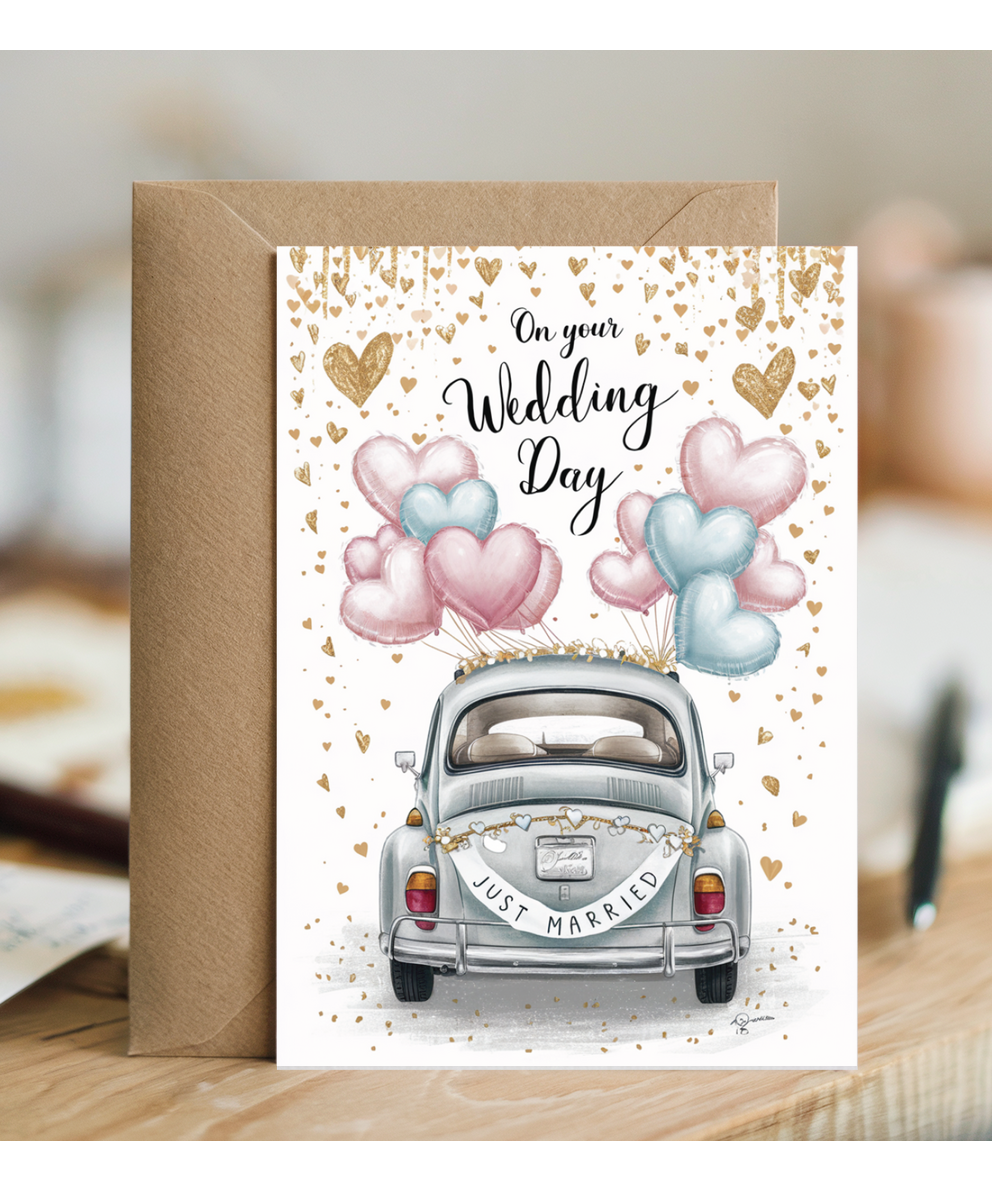 On your wedding day, just married