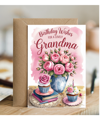 Birthday Wishes for a Lovely Grandma with Bouquet